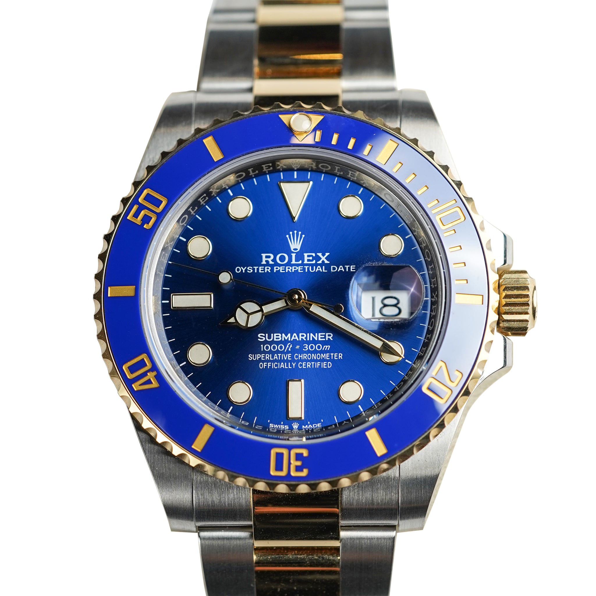 Rolex Submariner Date 41mm Ceramic Two Tone Gold Blue Dial Watch 126613LB