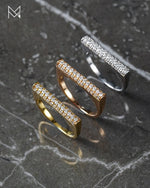 Load image into Gallery viewer, 18K Gold Pave Bar Ring
