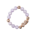 Load image into Gallery viewer, Lavender Jadeite Jade Bead Bracelet with 18K Rose Gold Diamond Pixui (LARGE)
