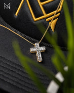 Load image into Gallery viewer, 18K Yellow Gold Baguette Cross Pendant (Large)
