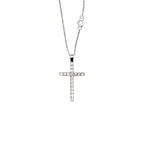 Load image into Gallery viewer, 18K White Gold Diamond Cross Necklace (Petite) with 18k White Gold Chain
