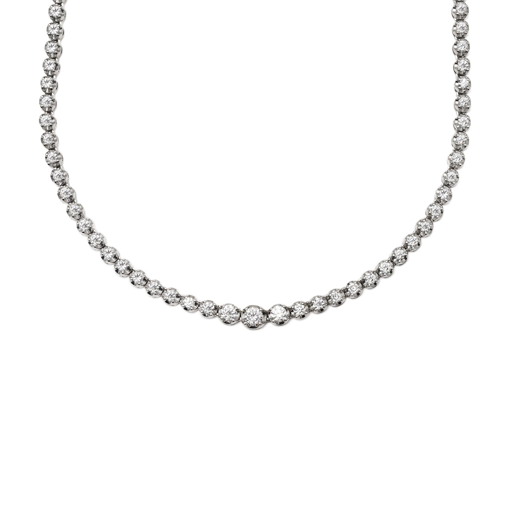 18K White Gold Classic Diamond Necklace (3.40CT)
