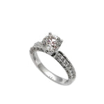 Load image into Gallery viewer, 18K White Gold 1.70CT Round Brilliant Diamond Ring with Pavé Side Stones
