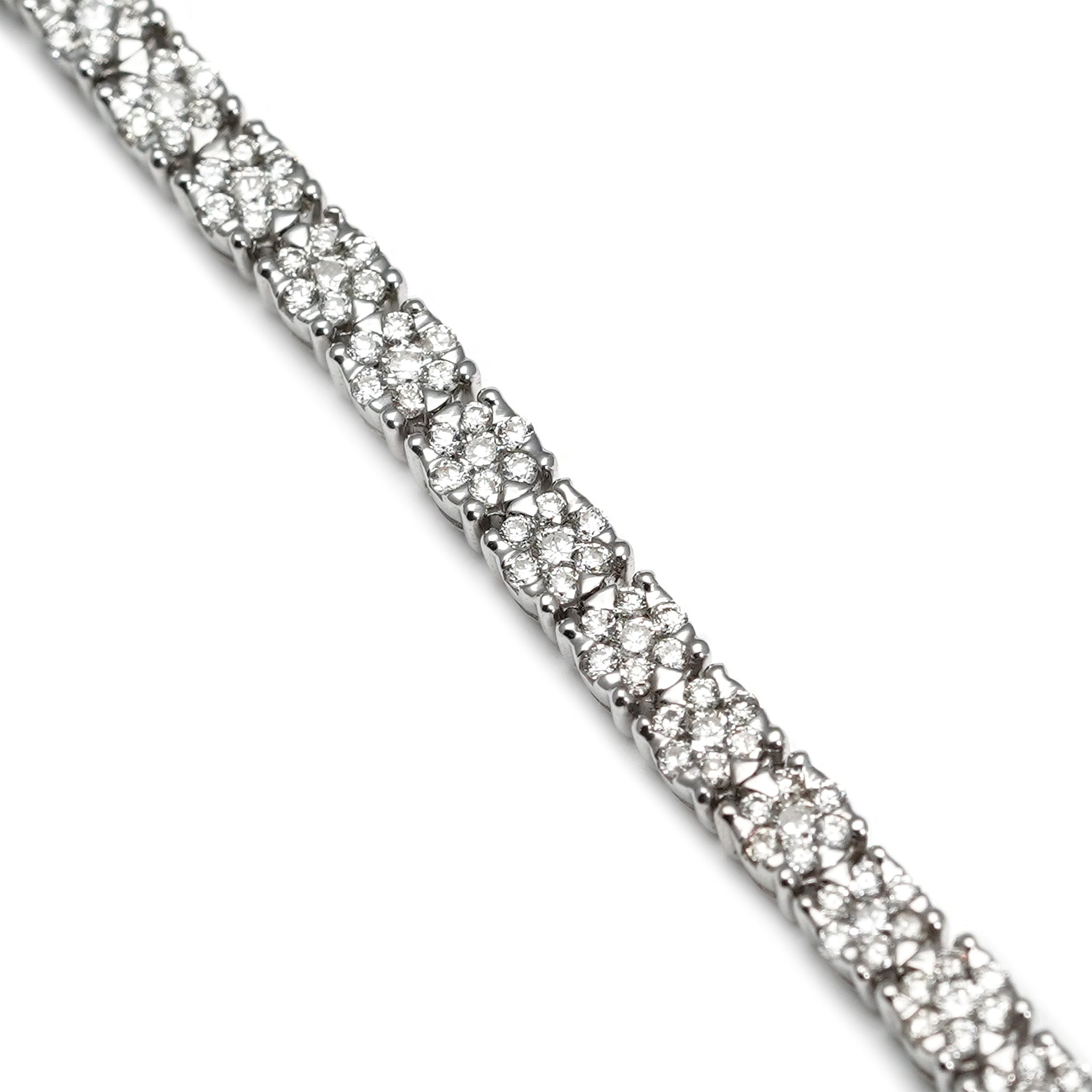 14K White Gold Cluster Diamond Bracelet