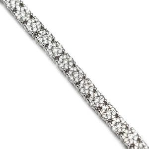 14K White Gold Cluster Diamond Bracelet