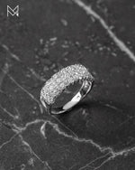 Load image into Gallery viewer, Three Row Diamond Ring 18K White Gold
