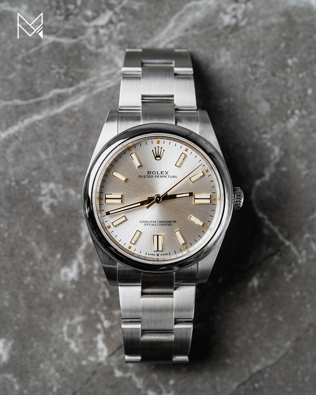 Rolex Oyster Perpetual 41mm Silver Gold Oyster Watch 124300