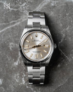 Load image into Gallery viewer, Rolex Oyster Perpetual 41mm Silver Gold Oyster Watch 124300
