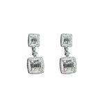 Load image into Gallery viewer, Emerald Shaped Halo Diamond Earrings 18K White Gold
