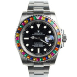 Load image into Gallery viewer, Rolex Submariner 116610LN Date Stainless Steel Black Dial with Custom Diamond and Rainbow Precious Stones Bezel
