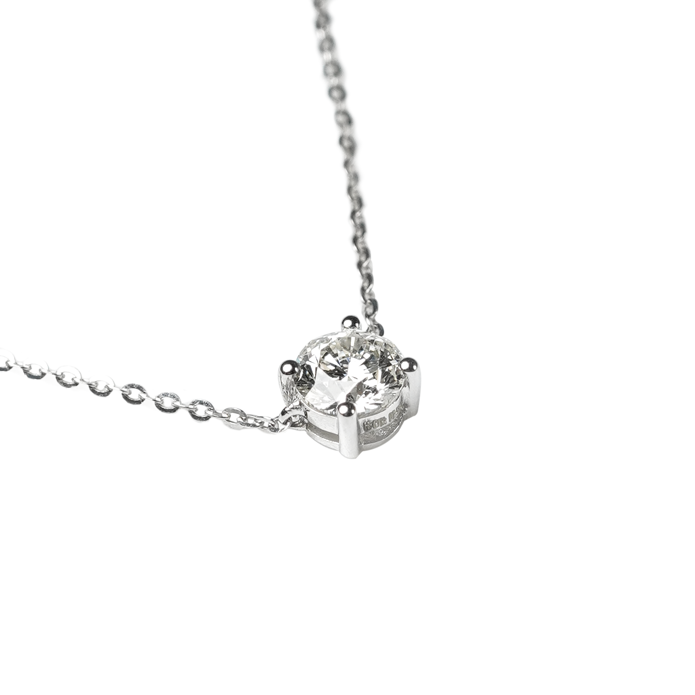 18K White Gold 4 Prong Diamond Necklace