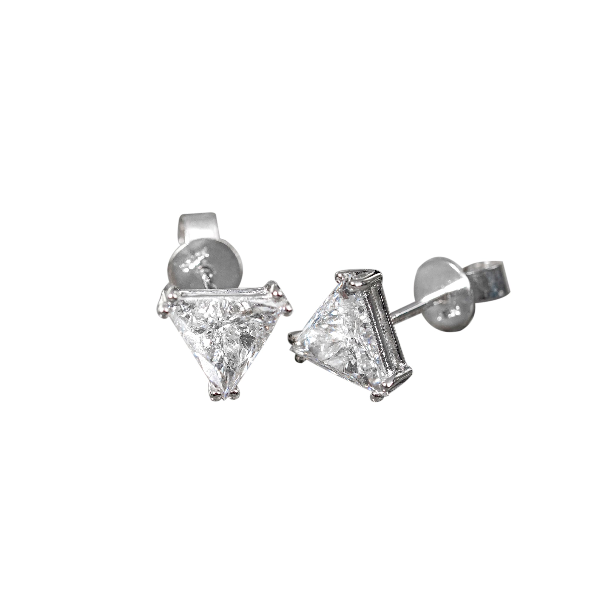 18K White Gold Trilliant Cut Diamond Studs