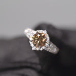 Load and play video in Gallery viewer, 18K White Gold Fancy Color Diamond Ring with Custom Halo
