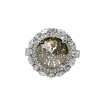 Load image into Gallery viewer, Fancy Yellowish Green Rose Cut Diamond Ring 18K White Gold
