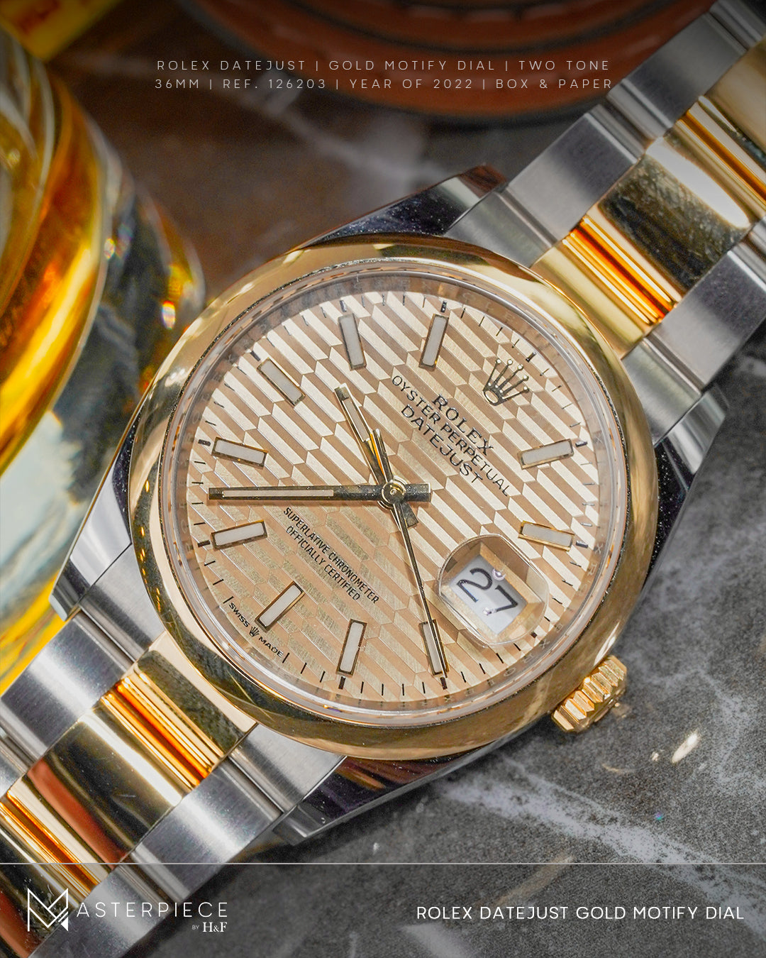 Rolex Datejust Gold Fluted Motif Dial 126203