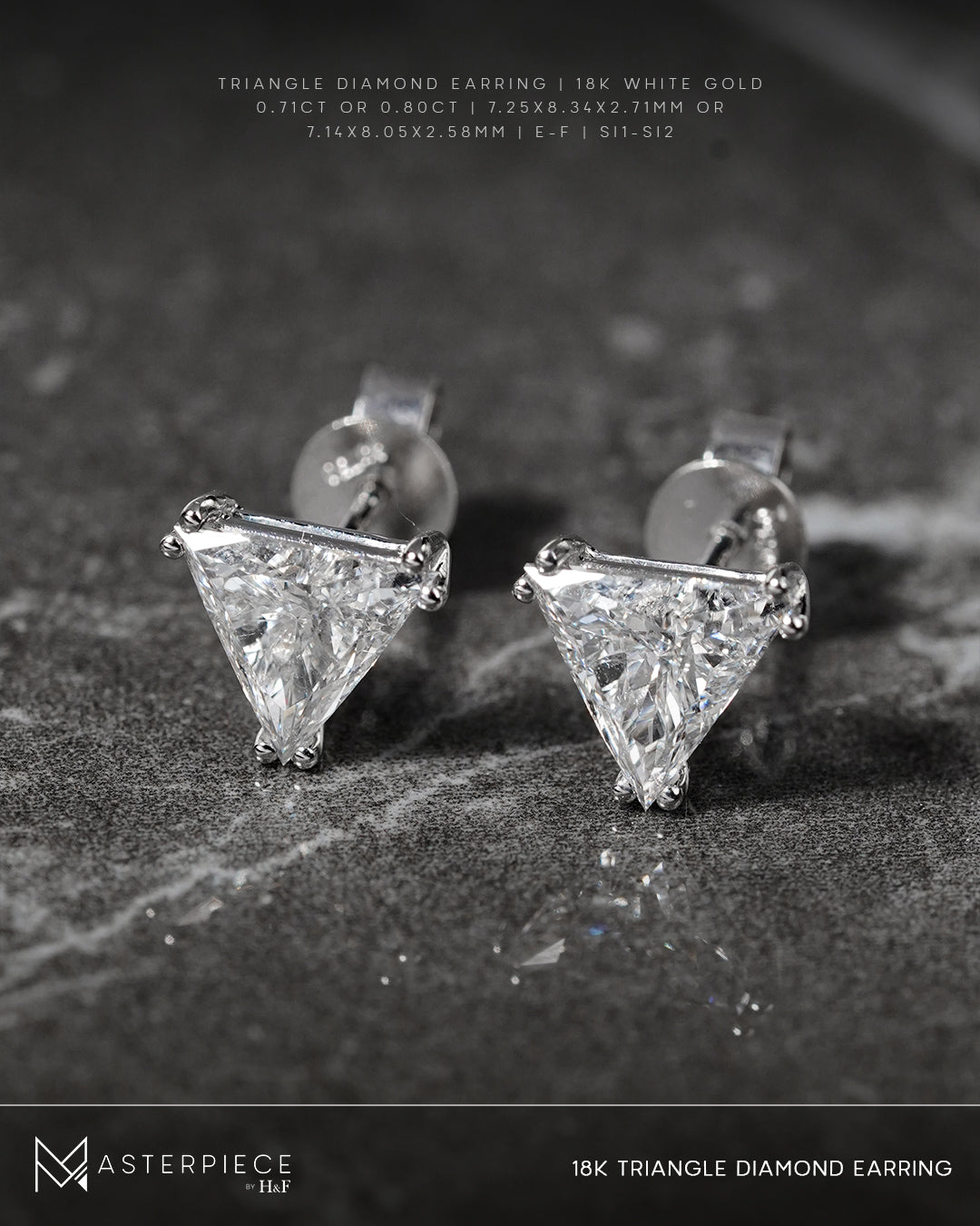 18K White Gold Trilliant Cut Diamond Studs