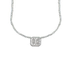 Load image into Gallery viewer, Emerald Shaped Diamond Necklace 18K White Gold
