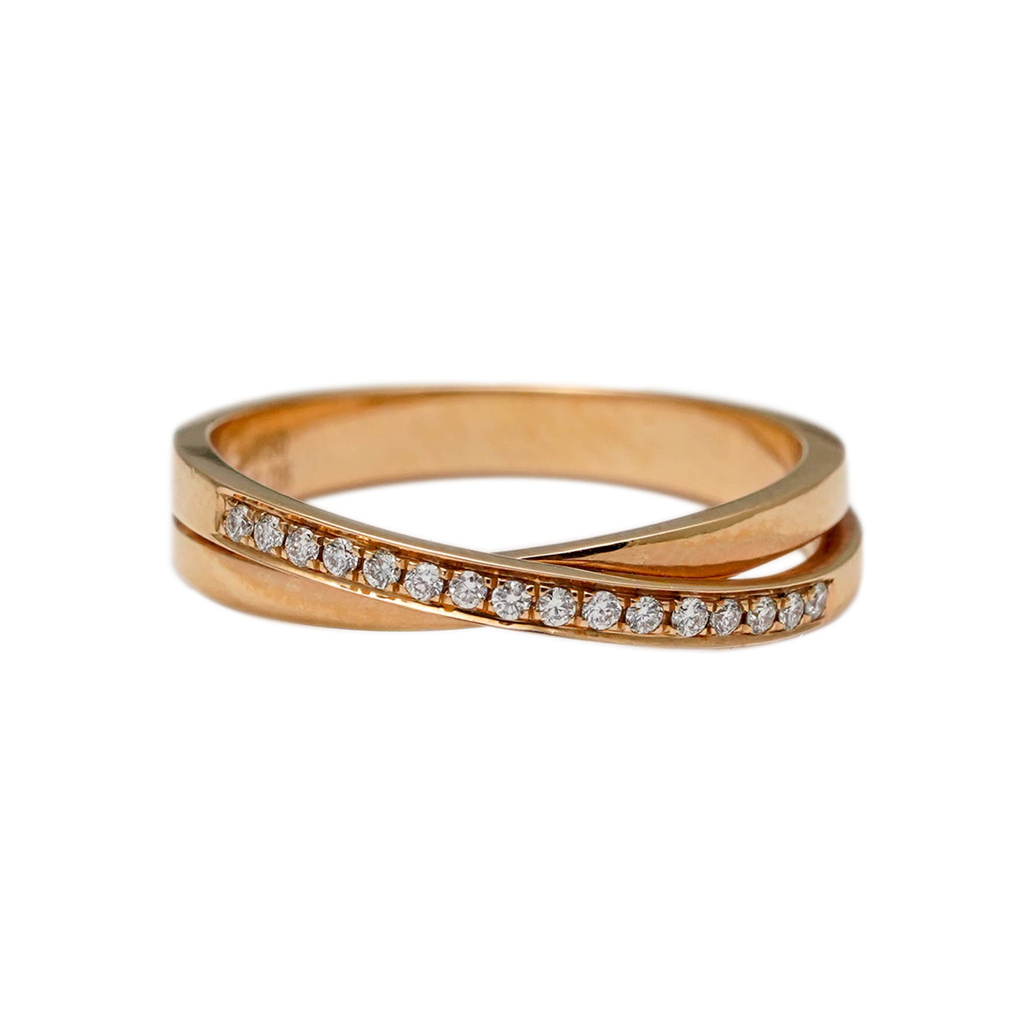 18K Gold Criss Cross Diamond Ring