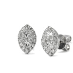Load image into Gallery viewer, 18K White Gold Marquise Shaped Diamond Studs with Halo

