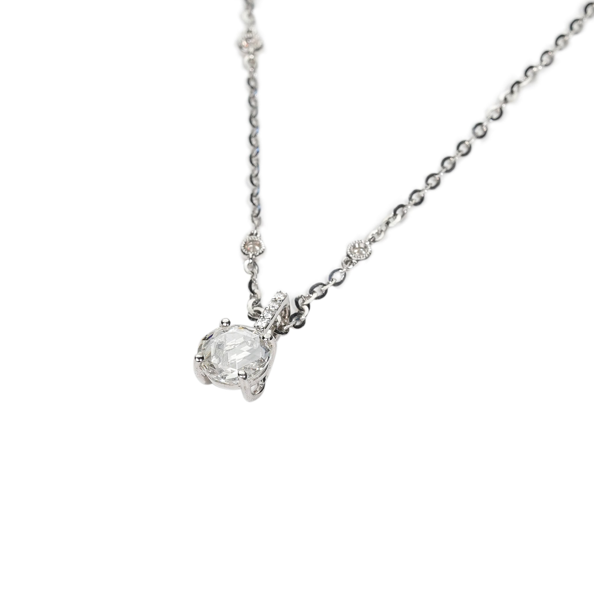Rose Cut Diamond Necklace 18K White Gold