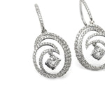 Load image into Gallery viewer, 18K White Gold Round Brillant Drop on Fancy Shape Halo Diamond Earrings
