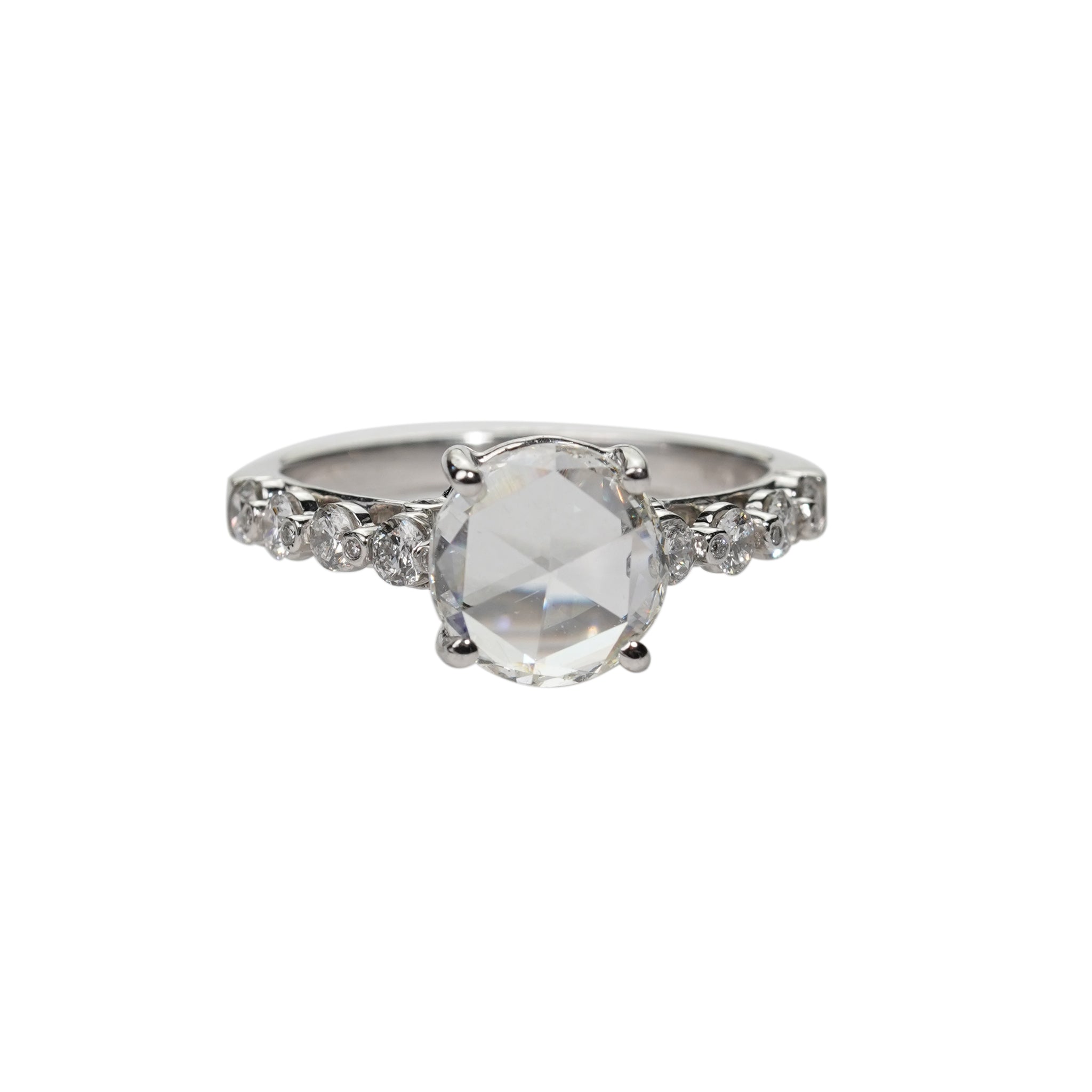 Rose Cut Diamond Ring 18K White Gold