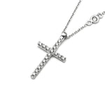Load image into Gallery viewer, 18K White Gold Diamond Cross Necklace (Petite) with 18k White Gold Chain
