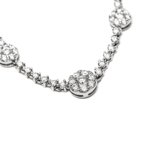 18K White Gold Ascending Cluster Set Diamond Necklace