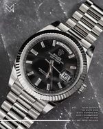 Load image into Gallery viewer, Rolex DayDate 18k White Gold Black Diamond Dial 228239 Pre-Owned
