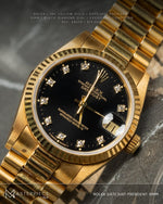 Load image into Gallery viewer, Rolex President Datejust 69178 18K Yellow Gold 26mm Black Diamond Dial - Pre-Owned
