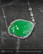Load image into Gallery viewer, 18K White Gold Green Jadeite Jade Necklace with Diamond
