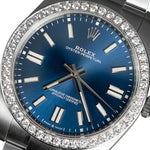 Load image into Gallery viewer, Rolex 41mm Oyster Perpetual Blue Face with 18K White Gold Custom Diamond Bezel BRAND NEW
