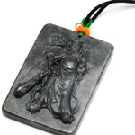 Load image into Gallery viewer, Black Jadeite Jade Guan Yu Pendant

