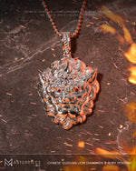 Load image into Gallery viewer, 18K White Gold Chinese Guardian Lion Diamonds and Ruby Pendant
