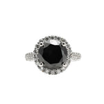 Load image into Gallery viewer, 18K White Gold 3.87CT Black Round Brilliant Diamond Ring with Custom Halo
