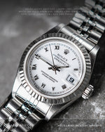 Load image into Gallery viewer, Rolex Ladies Datejust 26mm White 18K Gold Stainless Jubilee Watch 69174 Pre-Owned
