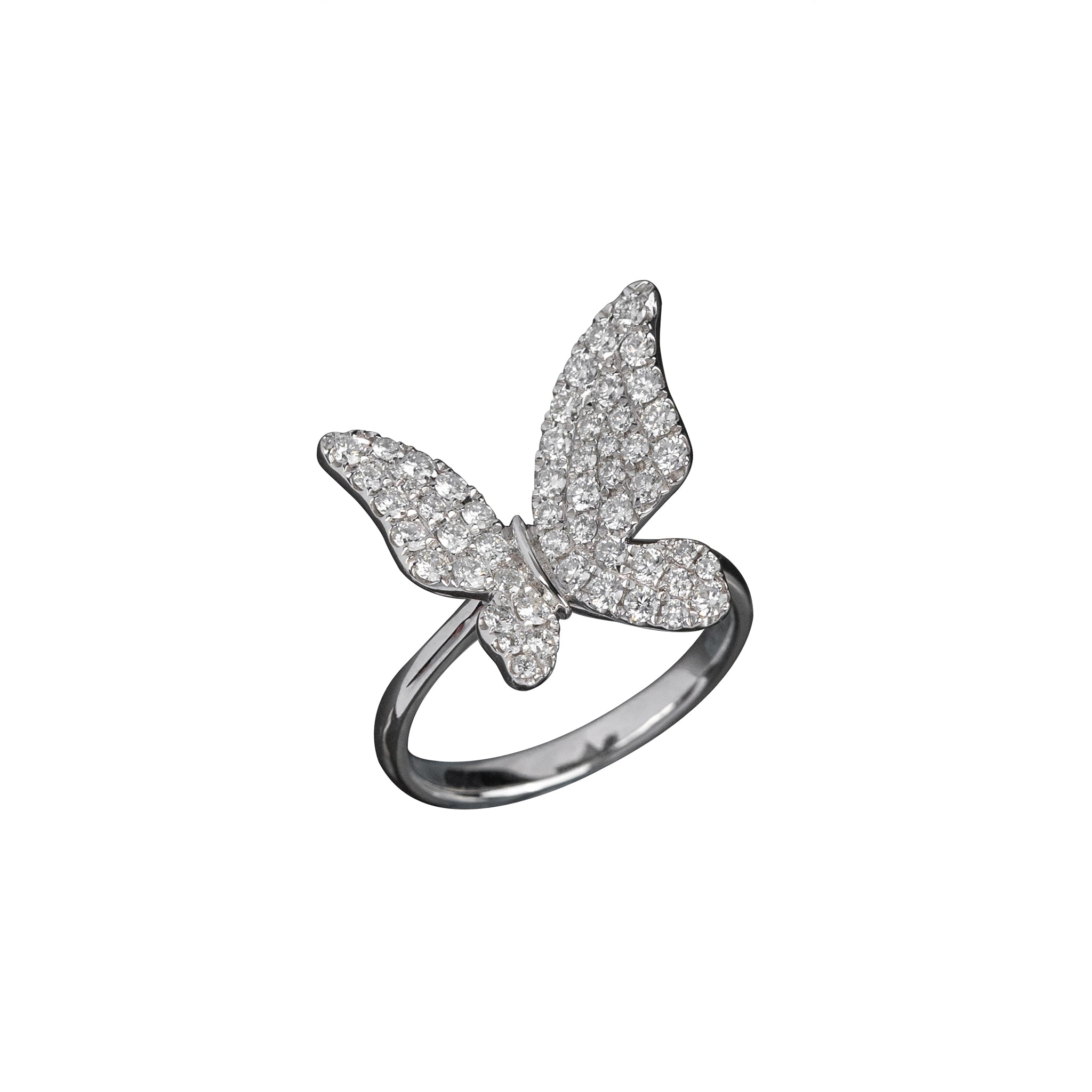 18K White Gold Butterfly Diamond Ring