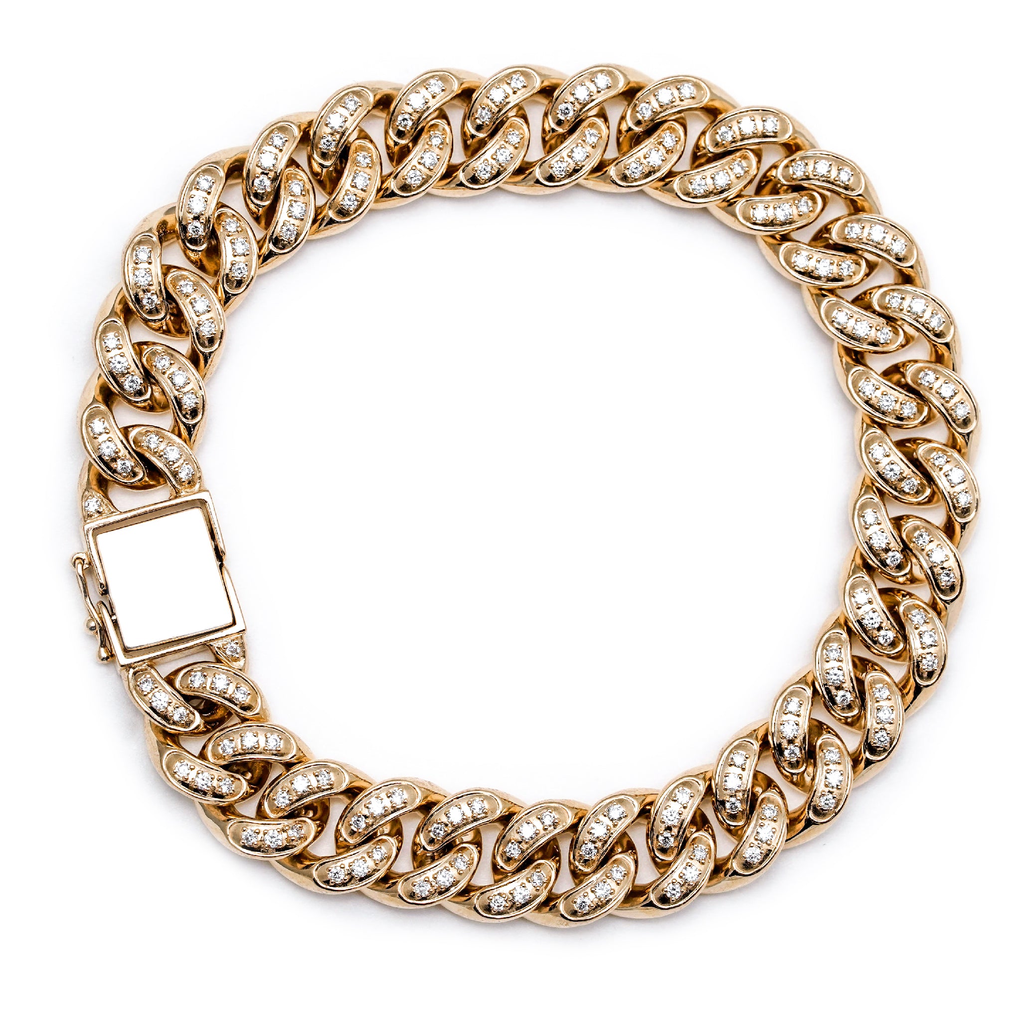 14K Gold Cuban Link Diamond Bracelet (1.40CT)