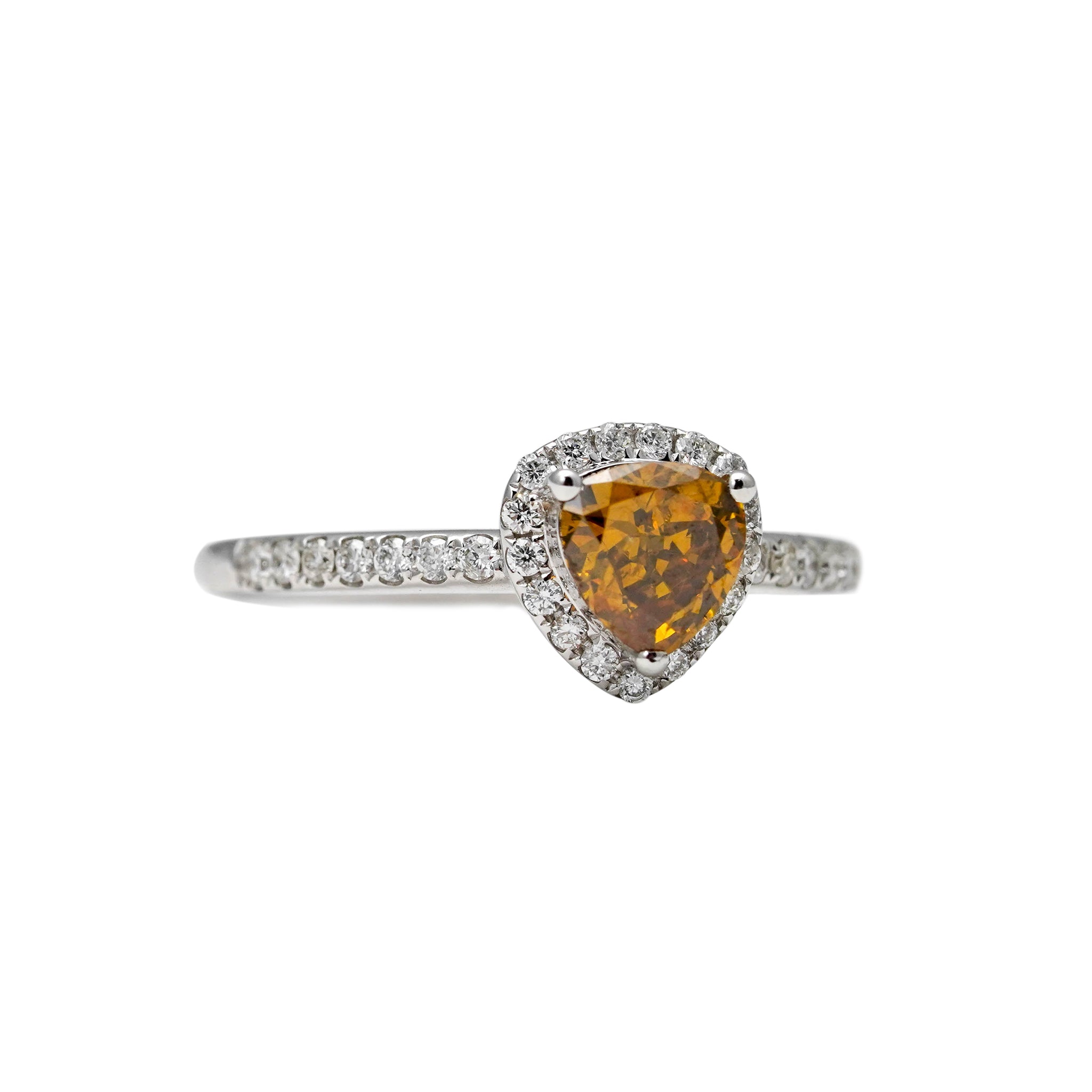 18K White Gold Pear Shape Fancy Color Diamond Ring