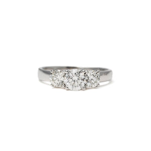 18K White Gold Three Stone Diamond Ring