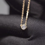 Load and play video in Gallery viewer, 18K Classic Solitaire Diamond Bezel Necklace
