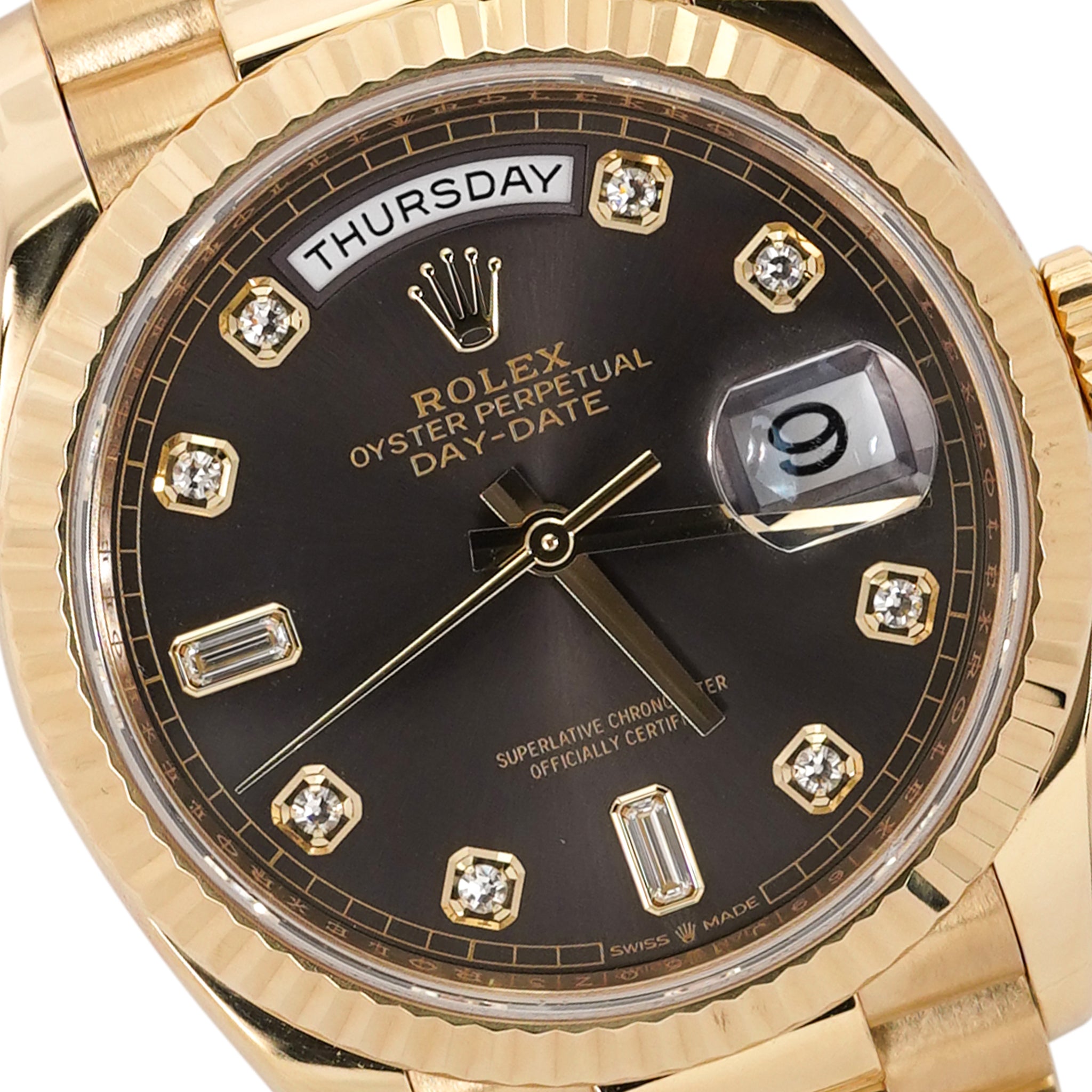 Rolex Day-Date 36mm 18K Yellow Gold Dark Grey Diamond Dial Pre-Owned