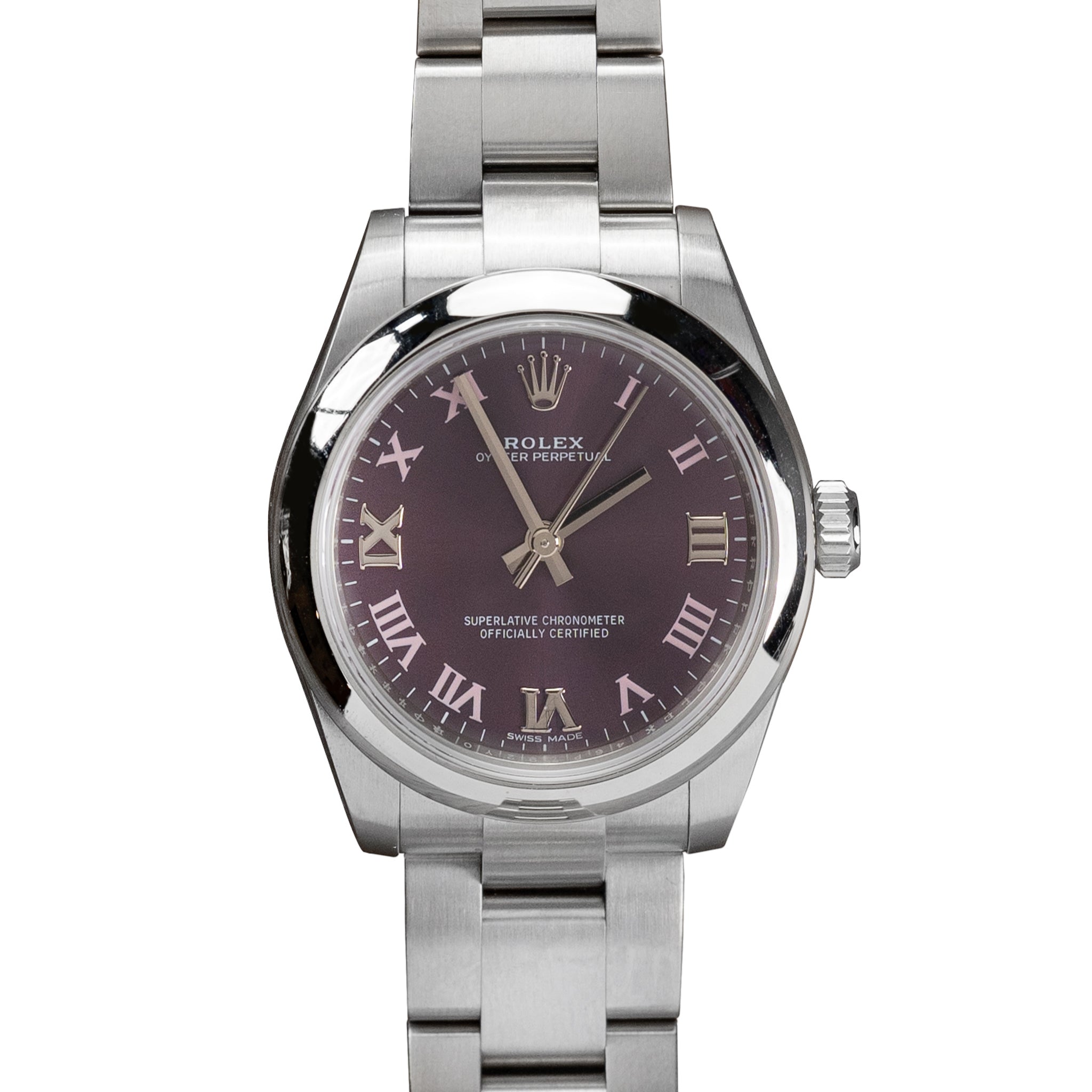 Rolex Oyster Perpetual Red Grape Roman Dial 177200