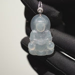 Load and play video in Gallery viewer, 18K White Gold Translucent Quan Yin Jadeite Jade Pendant with Diamonds
