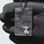 Load and play video in Gallery viewer, 18K White Gold Icy Black Jadeite Jade Monkey King Dog Tag
