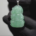 Load and play video in Gallery viewer, 18K White Gold Translucent Quan Yin Jadeite Jade Pendant
