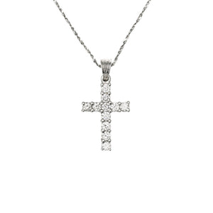 18K White Gold Diamond Cross Pendant