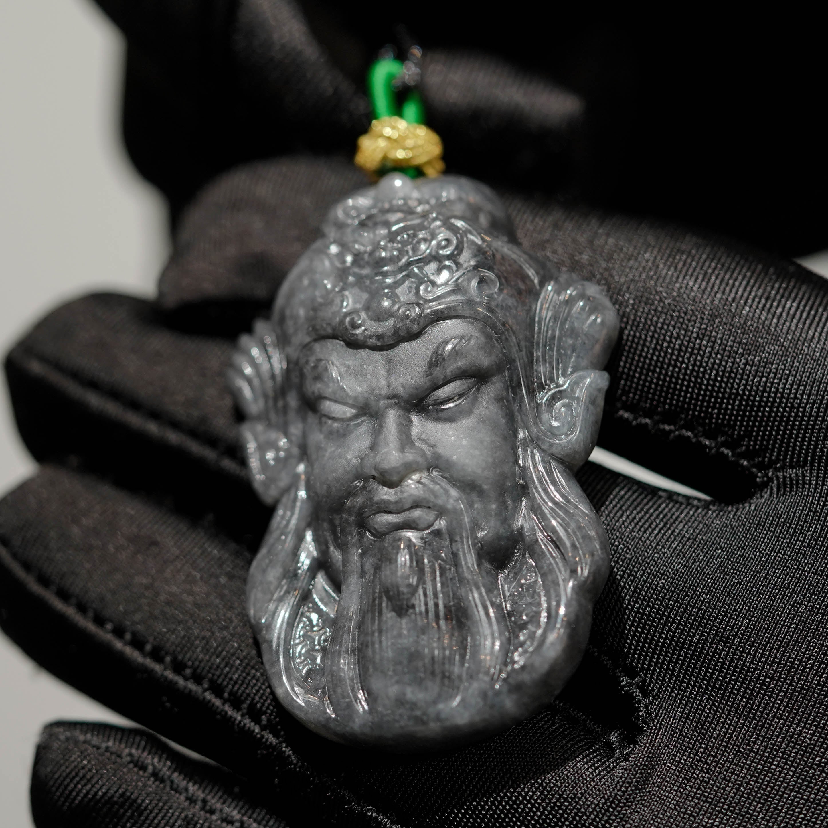 Black Jadeite Jade Guan Yu Pendant