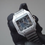 Load and play video in Gallery viewer, Cartier Santos XL 40MM Steel Blue Dial with Custom Diamonds
