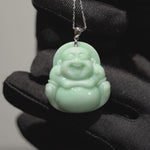 Load and play video in Gallery viewer, 18K White Gold laughing Buddha Jadeite Jade Pendant
